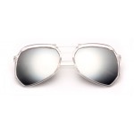 Transparent Oversized Pilot Rider Silver Mirror Polarized Lens Sunglasses